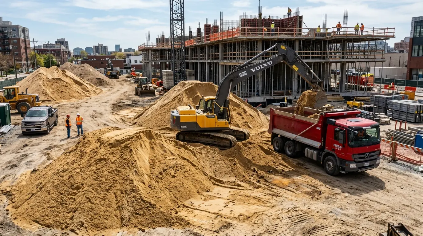 Pile of high-grade construction sand